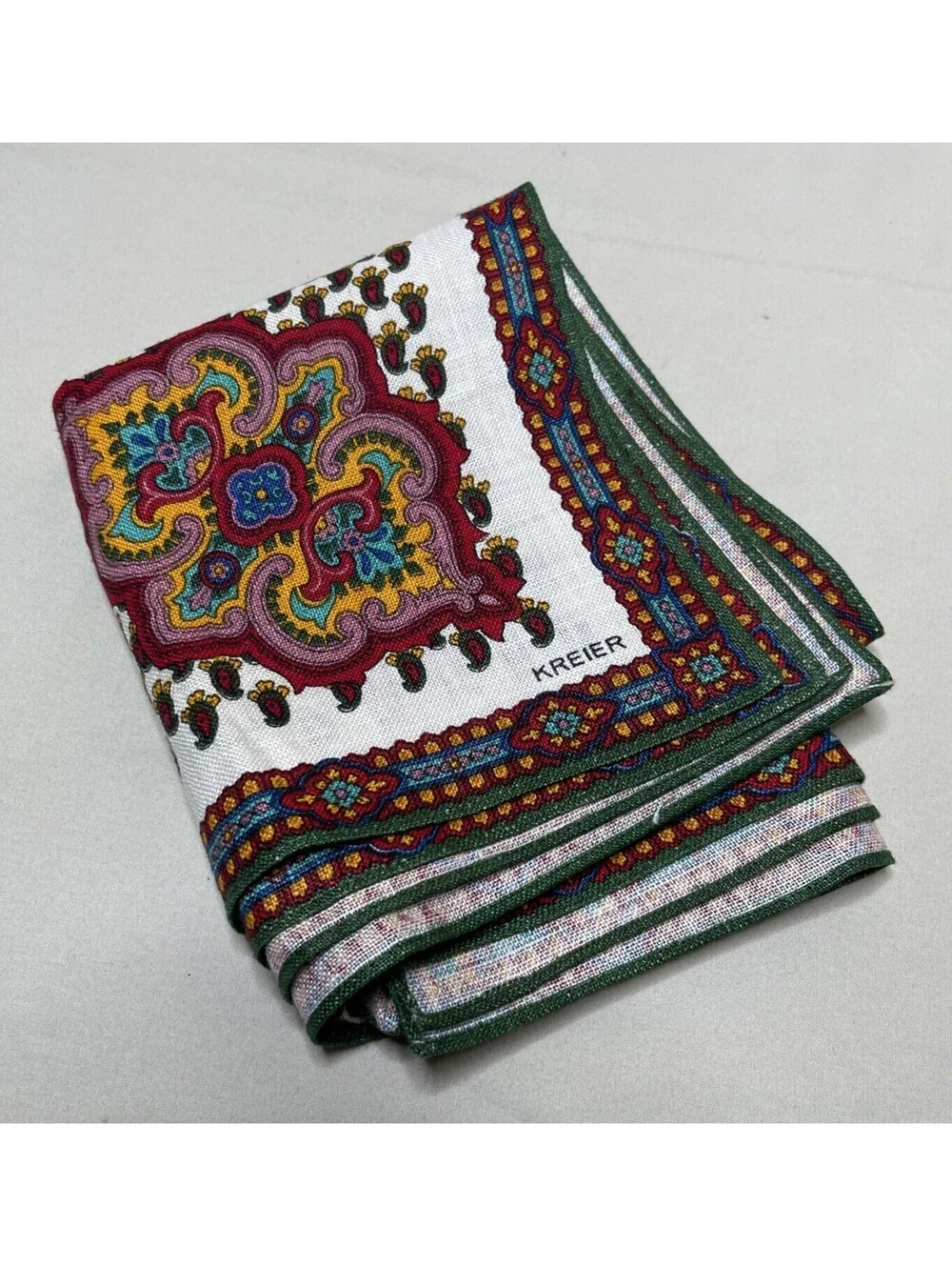 Set of 2: Kreier Vibrant Colors Linen Tea Towels 18x27 Unused